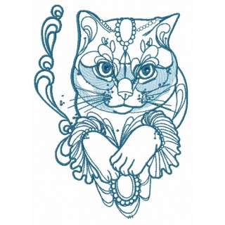 Noble cat embroidery design - Embroidery Design