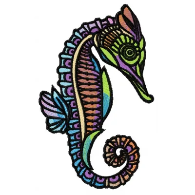 Preview of the Sea Horse 7 embroidery design featuring intricate details of marine life for creative projects.