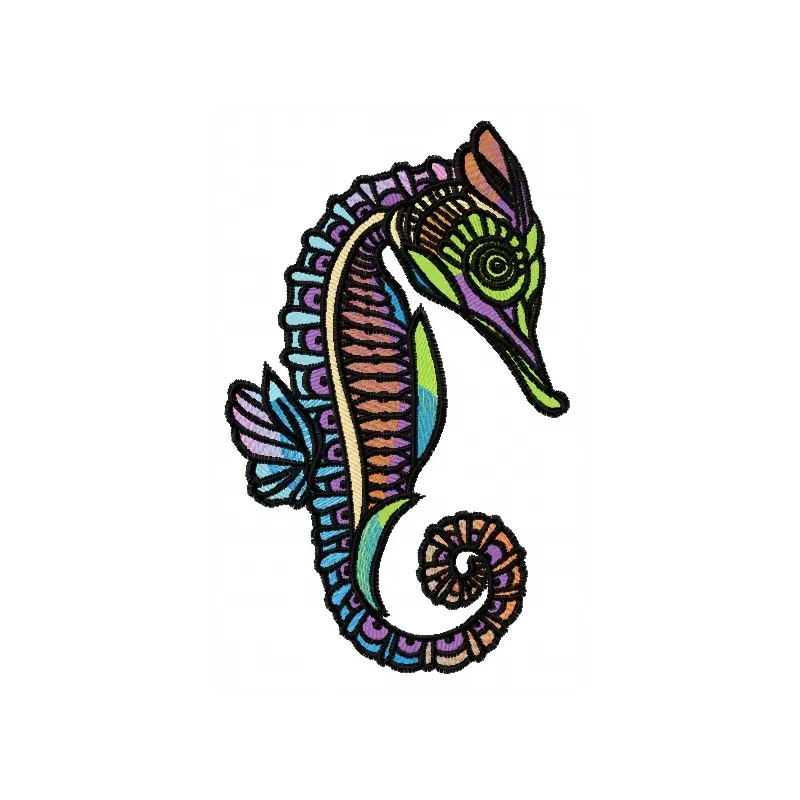 Preview of the Sea Horse 7 embroidery design featuring intricate details of marine life for creative projects.
