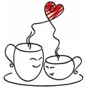 Preview of a charming coffee cups embroidery design featuring various coffee mugs, perfect for stitching on towels or t-shir…