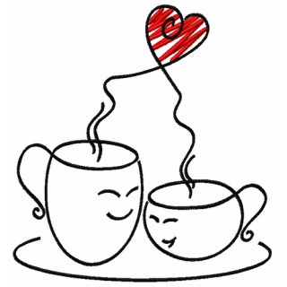 Coffee cups embroidery design - Embroidery Design