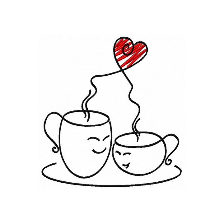 Coffee cups embroidery design - Embroidery Design