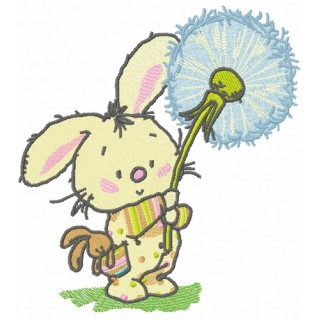 Bunny with dandelion embroidery design - Embroidery Design