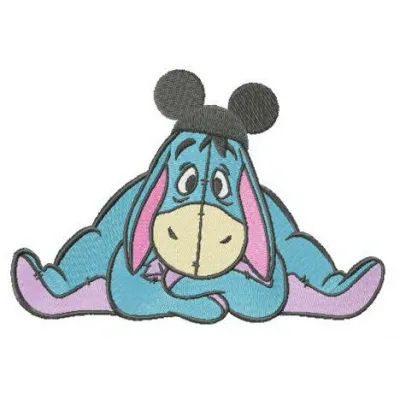 Funny Eeyore embroidery design featuring a whimsical portrayal of the beloved character for creative projects.