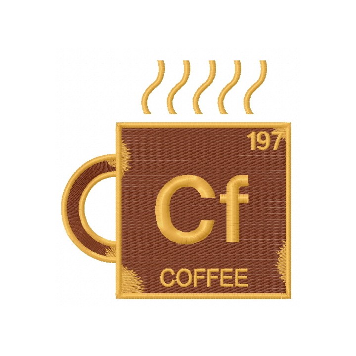 Coffee chemical element embroidery design - Embroidery Design