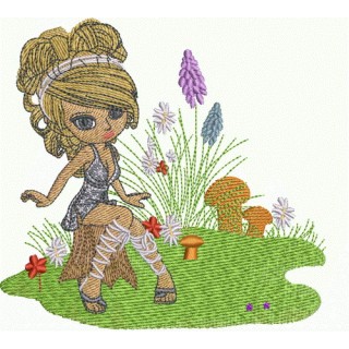 Girl in forest embroidery design - Embroidery Design