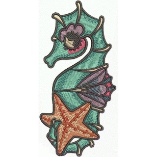 Sea horse and star embroidery design - Embroidery Design