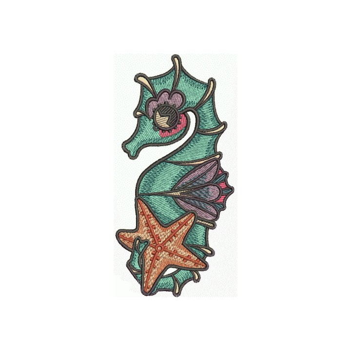 Sea horse and star embroidery design - Embroidery Design