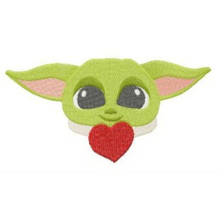 Yoda with heart embroidery design - Embroidery Design