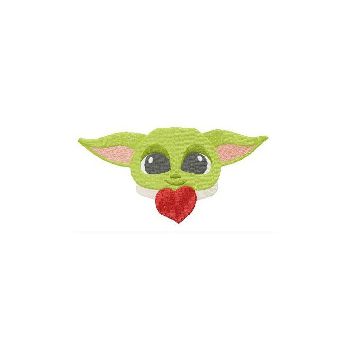 Yoda with heart embroidery design - Embroidery Design