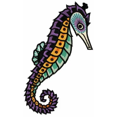 Preview of the Sea Horse 5 embroidery design, featuring a detailed sea life motif for creative stitching projects.