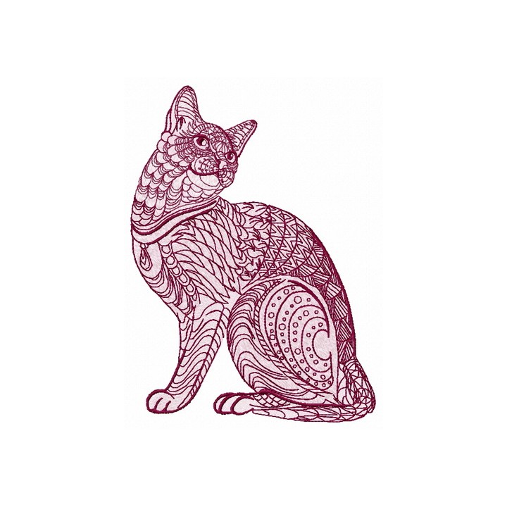 Mosaic cat 4 embroidery design - Embroidery Design