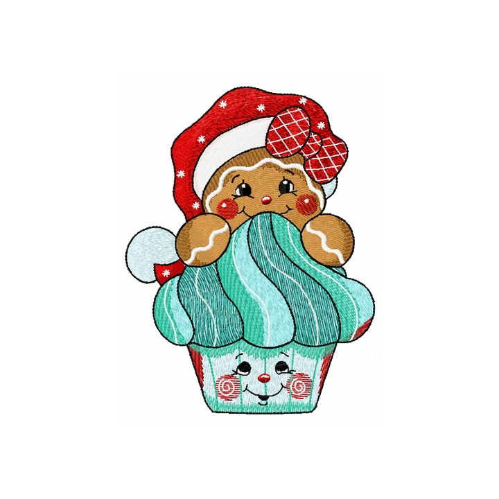 Gingerbread cupcake embroidery design - Embroidery Design