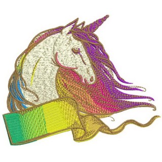 Rainbow unicorn embroidery design - Embroidery Design