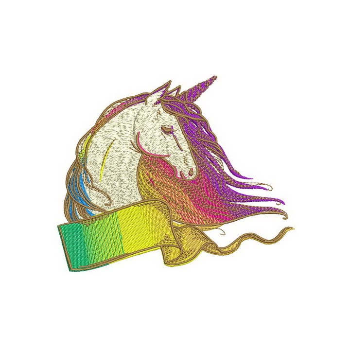 Rainbow unicorn embroidery design - Embroidery Design