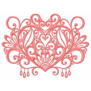 Fancy heart embroidery design - Embroidery Design
