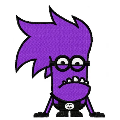 Preview of the Purple Minion 7 embroidery design from the Despicable Me collection, ideal for fun projects.