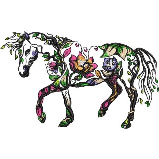 Floral horse embroidery design - Embroidery Design