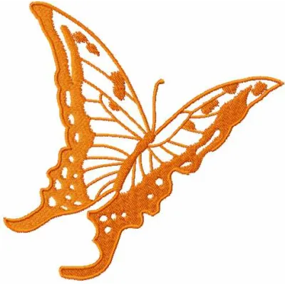 Vibrant orange butterfly embroidery design showcasing intricate stitching patterns for creative projects.