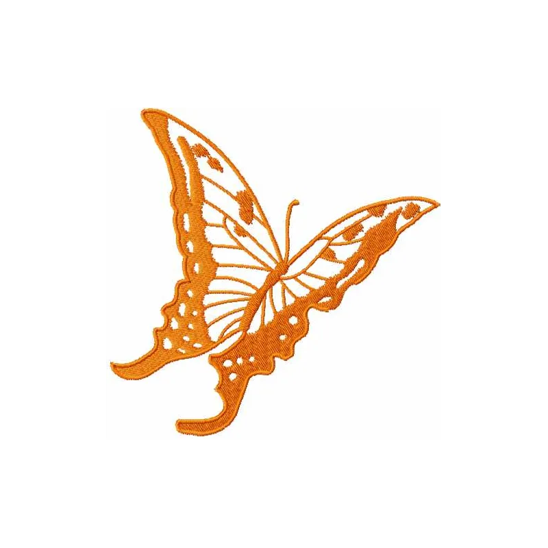 Vibrant orange butterfly embroidery design showcasing intricate stitching patterns for creative projects.