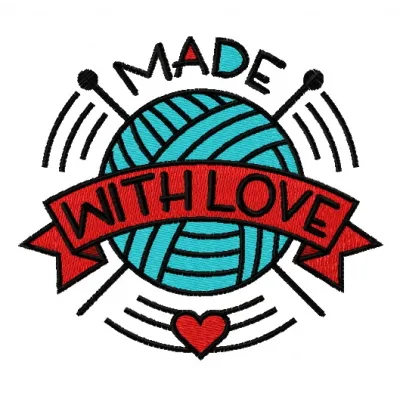 Preview of the 'Made with Love' embroidery design showcasing intricate stitching patterns for crafts.