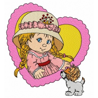 Cute little girl embroidery design - Embroidery Design