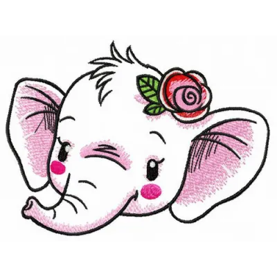 Preview of a modest elephant embroidery design, showcasing a detailed stitched motif for various fabric applications.