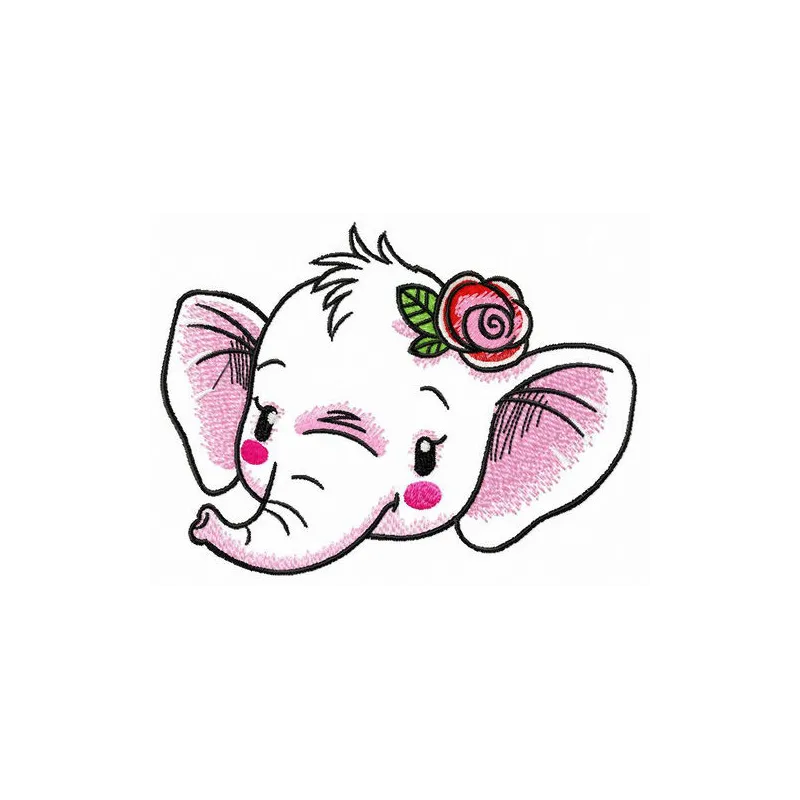 Preview of a modest elephant embroidery design, showcasing a detailed stitched motif for various fabric applications.