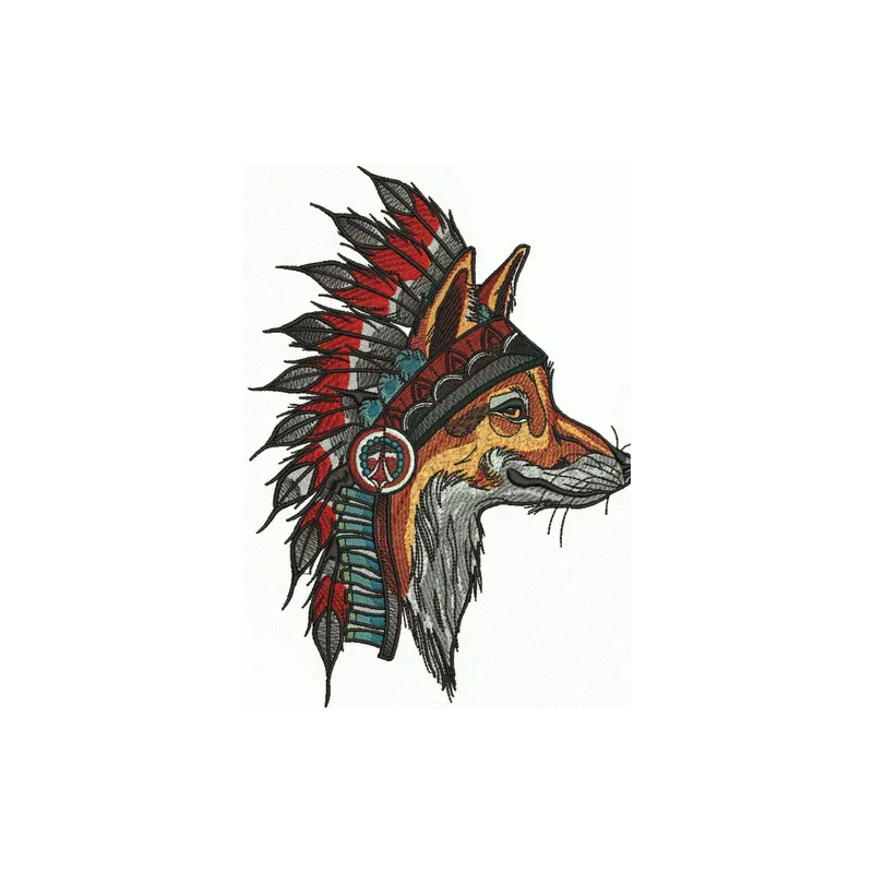 Preview of Indian fox 3 embroidery design featuring a detailed fox motif, perfect for stitching on various fabrics.