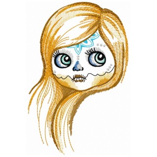 Girl with sewn mouth 2 embroidery design - Embroidery Design