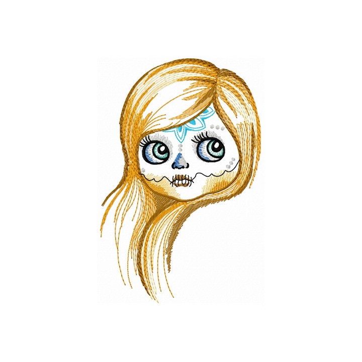 Girl with sewn mouth 2 embroidery design - Embroidery Design