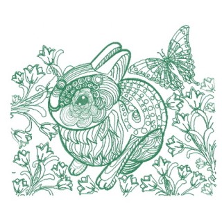 Mosaic bunny embroidery design - Embroidery Design