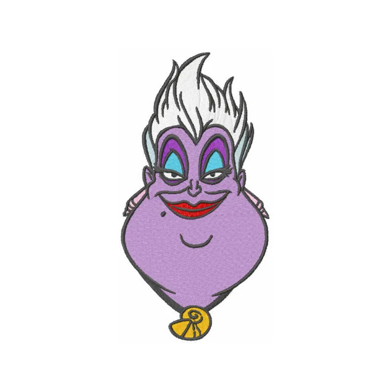 Preview of Ursula magic time embroidery design featuring intricate details inspired by Little Mermaid.