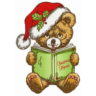 Bear sings Xmas hymns embroidery design - Embroidery Design