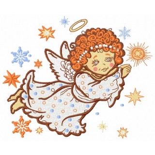 Angel flying embroidery design - Embroidery Design