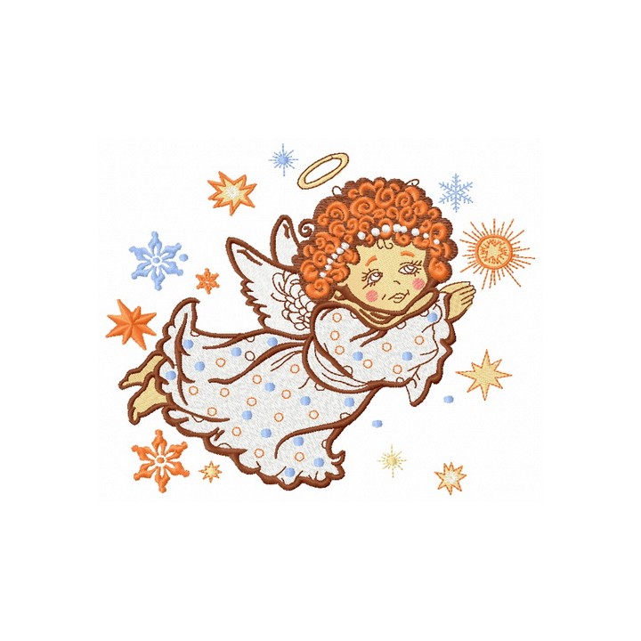 Angel flying embroidery design - Embroidery Design