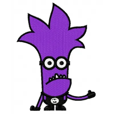 Purple Minion 4 embroidery design featuring a cheerful character from Despicable Me, ideal for playful stitching projects.