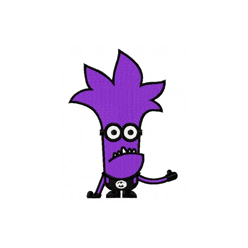 Purple Minion 4 embroidery design featuring a cheerful character from Despicable Me, ideal for playful stitching projects.