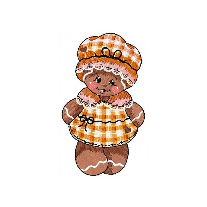 Preview of Gingerbread Granny embroidery design featuring a whimsical gingerbread figure, perfect for festive stitching.