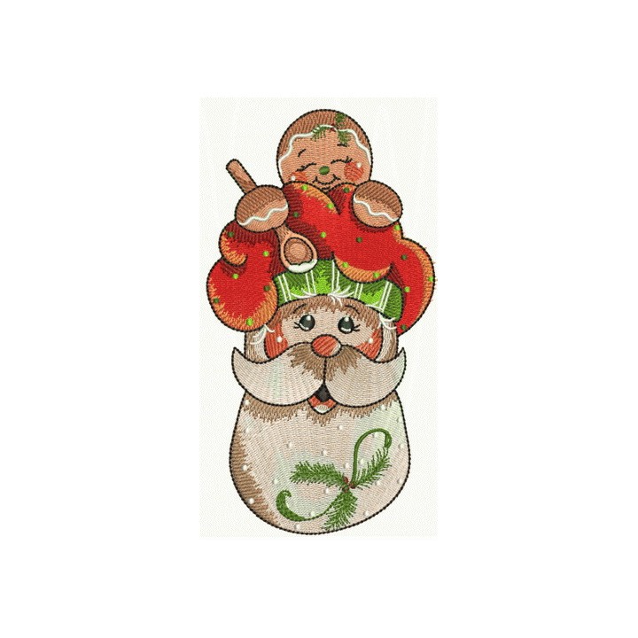Gingerbread Santa embroidery design - Embroidery Design