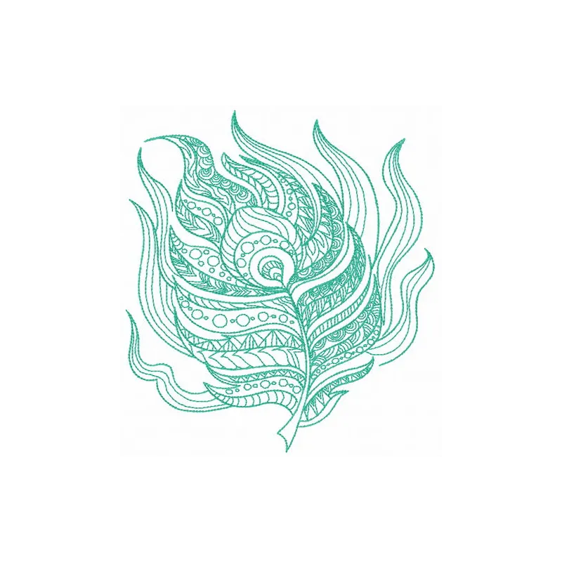 Feather 26 embroidery design showcasing intricate feather patterns, ideal for embellishing garments and accessories.