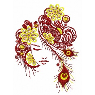 Firebird girl embroidery design - Embroidery Design
