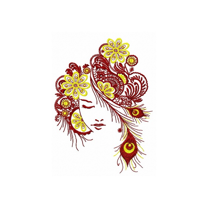 Firebird girl embroidery design - Embroidery Design
