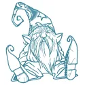 Tiny wizard 2 embroidery design featuring a whimsical gnome, ideal for stitching on apparel and accessories.