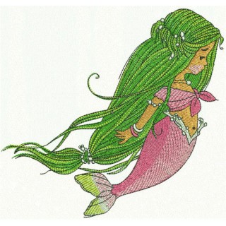 Young mermaid embroidery design - Embroidery Design