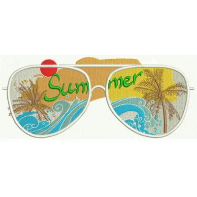 Sunglasses embroidery design featuring stylish shades, perfect for summer-themed projects like t-shirts and tote bags.