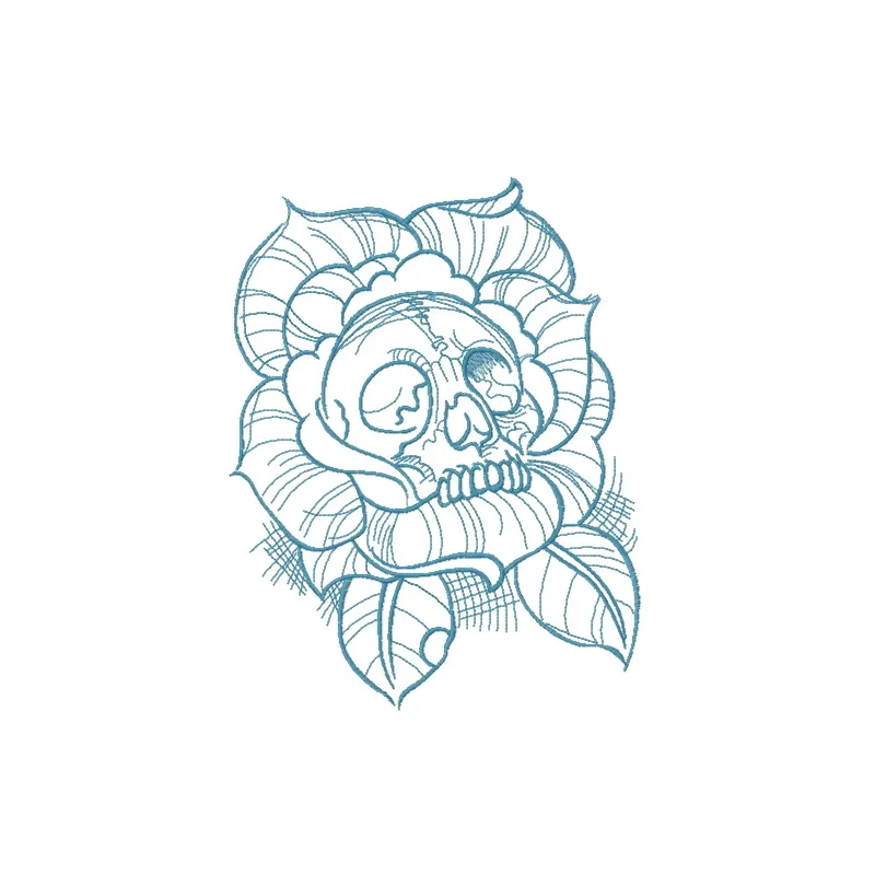 Dead rose 2 embroidery design featuring intricate skull and bones motifs, perfect for adding flair to apparel and accessorie…