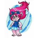 Embroidery design preview of Princess Poppy 9 from the Trolls collection, showcasing vibrant stitching patterns.