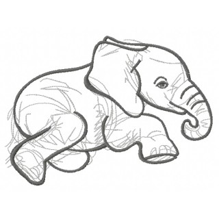 Elephant sketch embroidery design - Embroidery Design