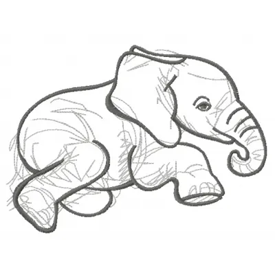Preview of an elephant sketch embroidery design, showcasing intricate stitching patterns for creative projects.